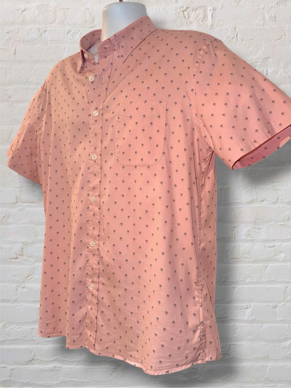 Faherty Brand Movement SS Shirt Men’s Large Pink Palm Tree Supima - Picture 5 of 11